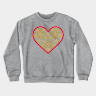 Gold stars in red heart. Crewneck Sweatshirt